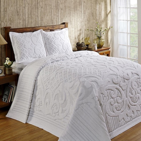 Convenience Concepts Ashton Collection 100% Cotton Queen Bedspread Set in White HI3686099